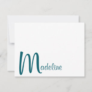 Correspondance Carte de note Turquoise foncée du script de nom de