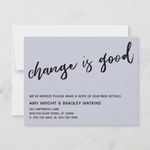 Correspondance Carte de nouveau adresse Casual Change is Good Ble