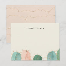Carte de papier à lettres rose cactus tendance