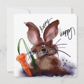 Correspondance Carte de Pâques Lapin Aquarelle Hoppy Happy