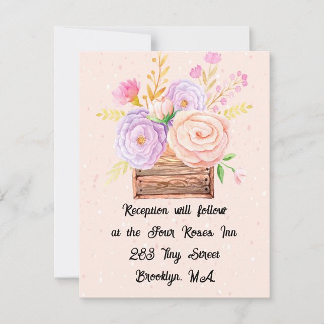 Correspondance Carte de réception pour Peach Rustic Mariage (Devant)