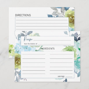Correspondance Carte de recette de mariage florale bleu clair jau