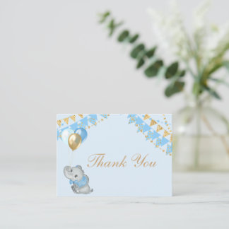 Correspondance Carte de remerciement Baby Shower Eléphant Bleu