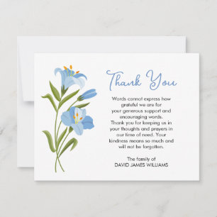 Correspondance Carte de remerciement de funérailles Blue Lily
