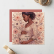Carte de remerciement de grossesse, femme enceinte