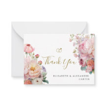 Carte de remerciement Elégante Pivoine Murmure