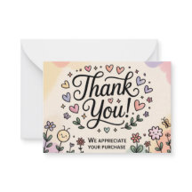Carte de remerciement fantaisiste 