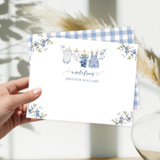 Correspondance Carte de remerciement pour Baby Shower Garçon Bleu