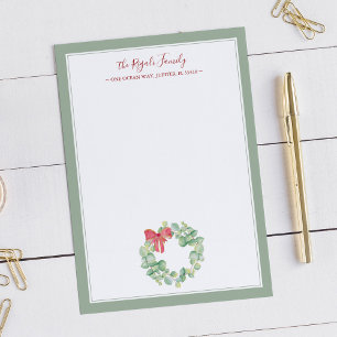 Correspondance Carte de remerciement pour Noël à motif de couronn