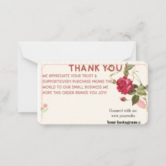 Correspondance Carte de remerciement rose florale mignonne pour p