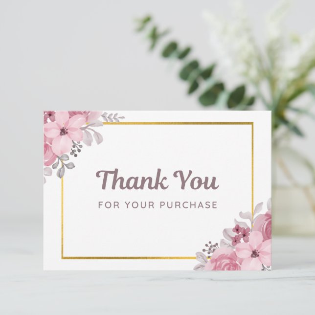 Correspondance Carte de remerciement simple florale pour entrepri (Debout devant)