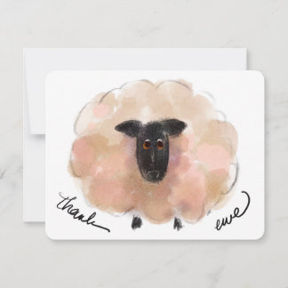 Correspondance Carte de remerciement « Thank Ewe » aquarelle mout