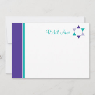 Correspondance Carte de remerciements Bat mitzvah Star moderne