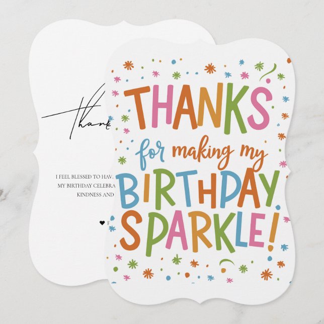 Correspondance Carte de remerciements d'anniversaire (Devant / Derrière)