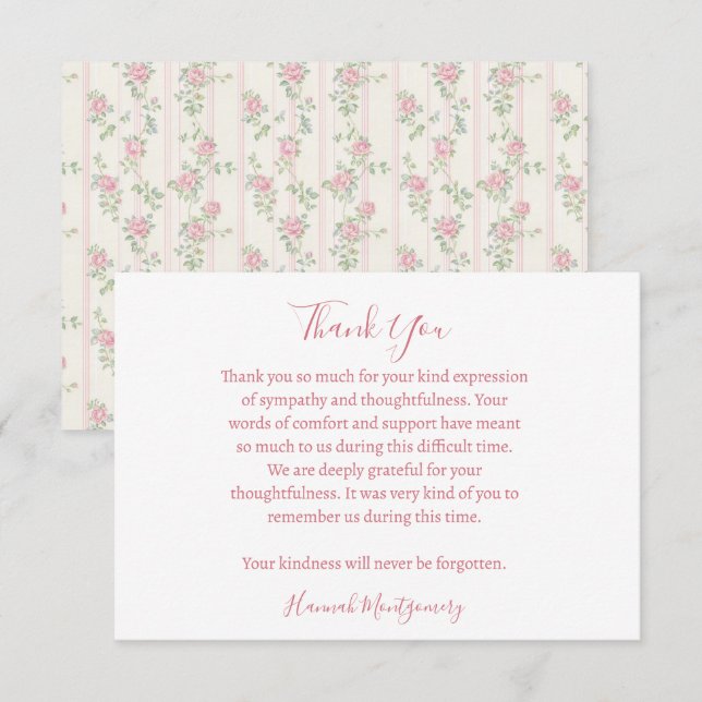 Correspondance Carte de remerciements de Sympathie funéraire de C (Devant / Derrière)