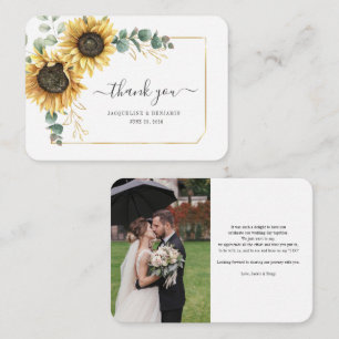 Correspondance Carte de remerciements photo Mariage Sunflower Euc