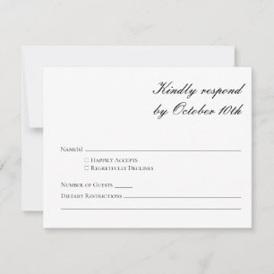 Correspondance Carte de réponse de budget formel noir et blanc à