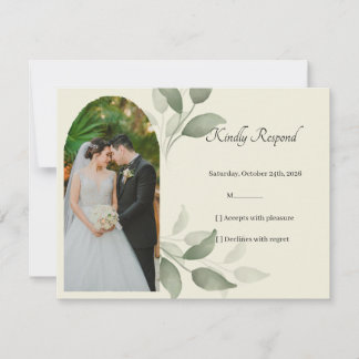 Correspondance Carte de réponse de mariage aquarelle à la verdure
