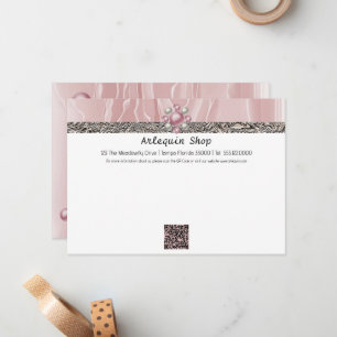 Correspondance Carte de visite moderne avec QR Code et soie rose