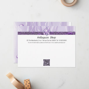Correspondance Carte de visite moderne avec QR Code et soie viole