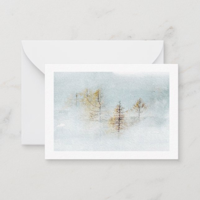 Correspondance Carte de vœux en aquarelle de paysage hivernal (Devant)