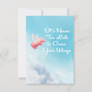 Correspondance Carte de vœux plate Flying Pig Grow Your Wings
