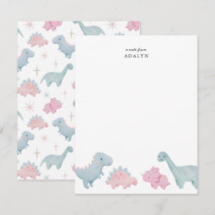 Correspondance Carte de vœux pour enfants aux dinosaures roses