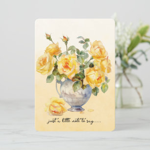 Correspondance Carte de vœux Vase de roses jaunes