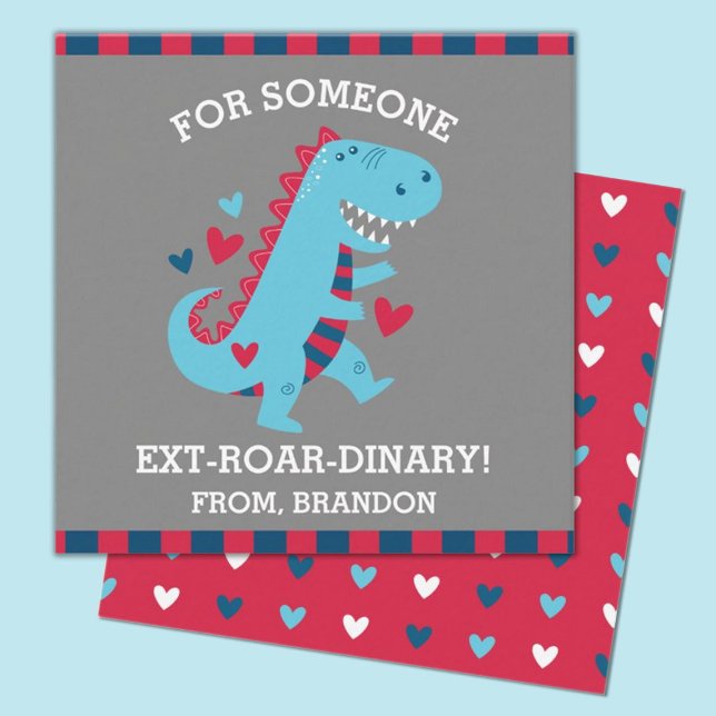 Correspondance Carte d'observation de jour Dinosaure Valentines d (fun mini dinosaur valentine with the words For someone EXT-ROAR-DINARY)