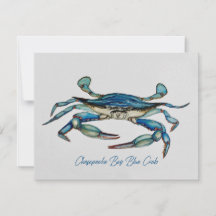 Carte pour notes de crabe bleu de la baie Chesapea