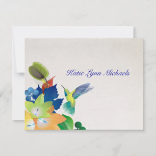 Correspondance Carte pour notes personnalisé de colibri