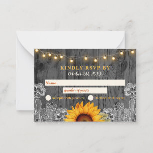 Correspondance Carte RSVP de mariage en dentelle de tournesol rus