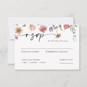 Correspondance Carte RSVP de mariage fleur sauvage