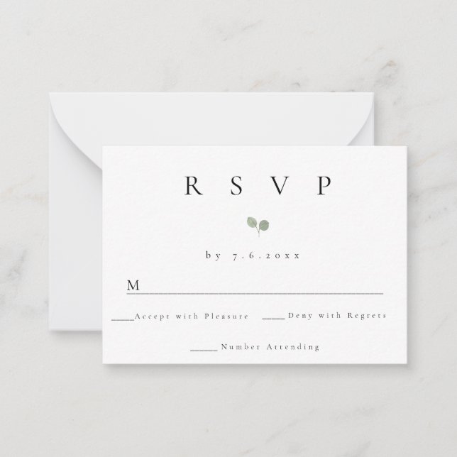 Correspondance Carte RSVP de réponse Mariage simple Budget (Devant)