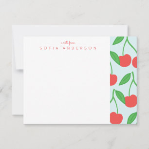 Correspondance Cerises et Motif Feuille Carte de note personnalis