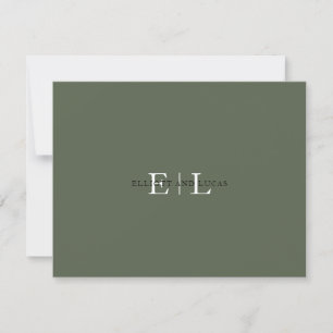Correspondance Chic Moss Mariage vert Monogramme Carte de note