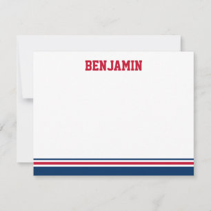 Correspondance College Stripe Bar Mitzvah Carte de remerciements