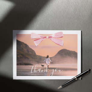 Correspondance Coquette Graduation Photo Bow Carte de remerciemen