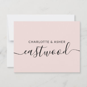 Correspondance Couple Nom Dusty Mariage rose Carte de note