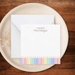 Correspondance Crayons Arc-en-Ciel Carte de Note Personnalisée po