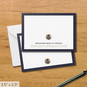 Correspondance Élégant logo or carte de note immobilière
