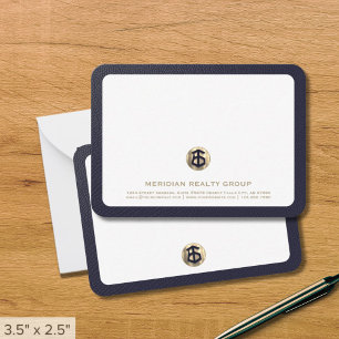 Correspondance Élégant logo or carte de note immobilière