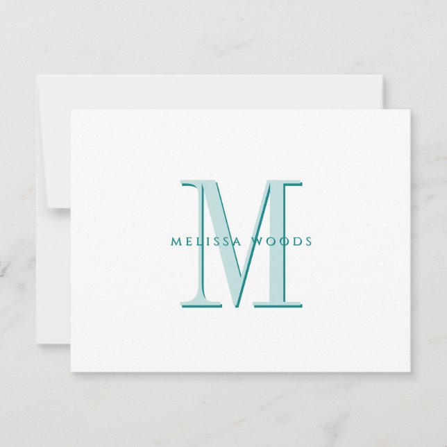 Correspondance Élégant nom de script Monogramme Turquoise carte d (Devant)