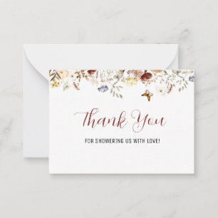 Correspondance Elégante carte de remerciements florale Fleur sauv