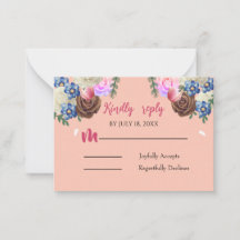 Elégante carte de réponse Mariage floral Apricot