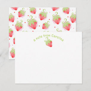 Correspondance Fraises et points Carte de note fille mignonne