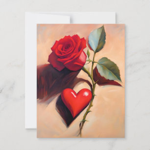 Correspondance Le coeur et le Rose romantique propre carte de not