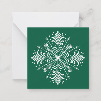 Correspondance Mini carte de Noël verte et blanche Snowflake
