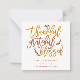Correspondance MINI Merci Grateful Carte d'Action de grâce