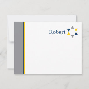 Correspondance Moderne Star Bar Mitzvah Carte de remerciements